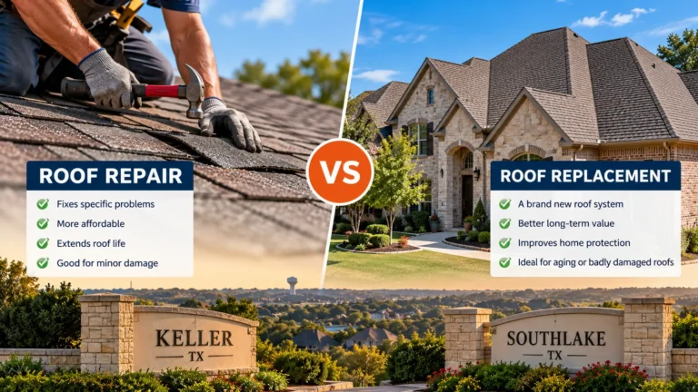 Roof repair vs replacement guide for Keller and Southlake TX